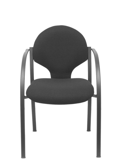Modelo Hellin  Pack de 2 sillas confidente ergonómica con brazos fijos incorporados, apilable y estructura en color negro  Asiento y respaldo tapizados en tejido BALI color negro
