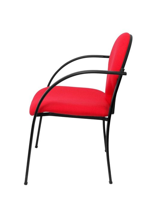 Modelo Hellin  Pack de 2 sillas confidente ergonómica con brazos fijos incorporados, apilable y estructura en color negro  Asiento y respaldo tapizados en tejido BALI color rojo