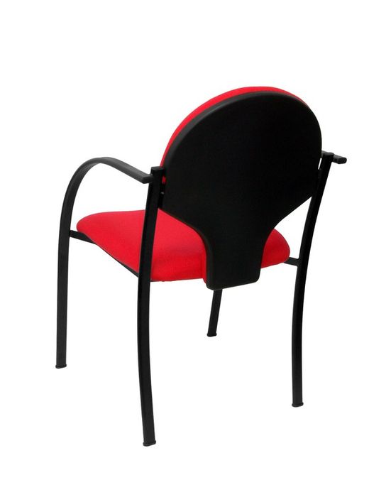 Modelo Hellin  Pack de 2 sillas confidente ergonómica con brazos fijos incorporados, apilable y estructura en color negro  Asiento y respaldo tapizados en tejido BALI color rojo