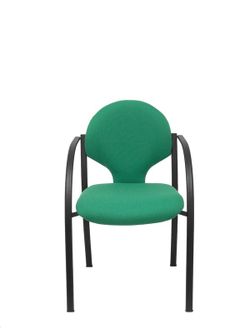 Modelo Hellin  Pack de 2 sillas confidente ergonómica con brazos fijos incorporados, apilable y estructura en color negro  Asiento y respaldo tapizados en tejido BALI color verde esmeralda