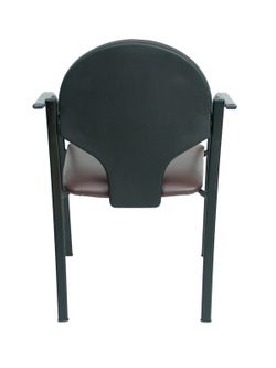 Modelo Hellin  Pack de 2 sillas confidente ergonómica con brazos fijos incorporados, apilable y estructura en color negro  Asiento y respaldo tapizados en tejido SIMILPIEL color marrón oscuro.