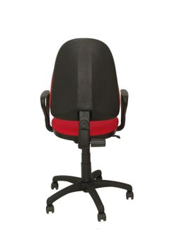 Modelo Herrera - Silla de oficina ergonómica con mecanismo de contacto permanente, regulable en altura y respaldo con forma anatómica - Asiento y respaldo tapizados en tejido ARAN color rojo (BRAZOS FIJOS INCLUIDOS)