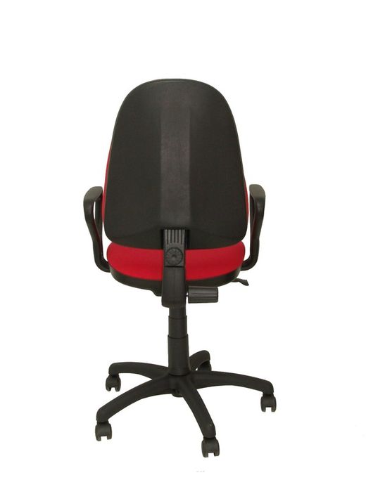 Modelo Herrera - Silla de oficina ergonómica con mecanismo de contacto permanente, regulable en altura y respaldo con forma anatómica - Asiento y respaldo tapizados en tejido ARAN color rojo (BRAZOS FIJOS INCLUIDOS)