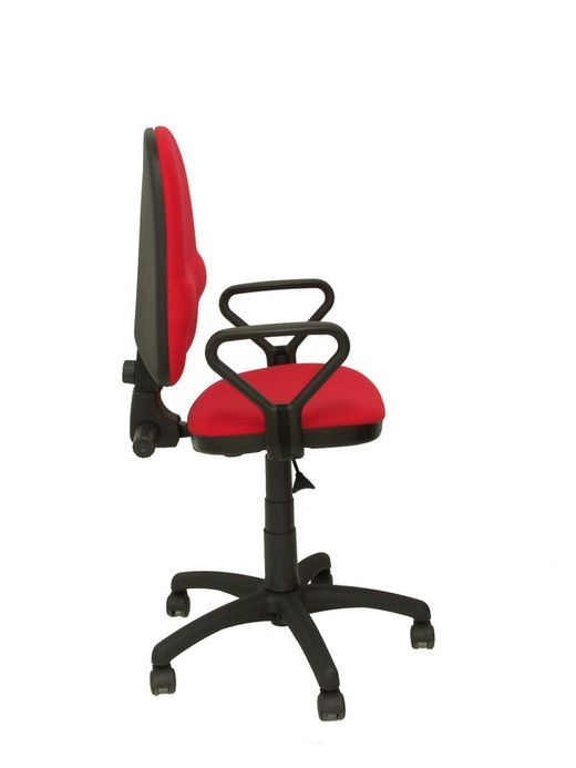 Modelo Herrera - Silla de oficina ergonómica con mecanismo de contacto permanente, regulable en altura y respaldo con forma anatómica - Asiento y respaldo tapizados en tejido ARAN color rojo (BRAZOS FIJOS INCLUIDOS)