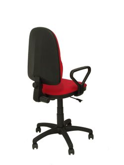 Modelo Herrera - Silla de oficina ergonómica con mecanismo de contacto permanente, regulable en altura y respaldo con forma anatómica - Asiento y respaldo tapizados en tejido ARAN color rojo (BRAZOS FIJOS INCLUIDOS)