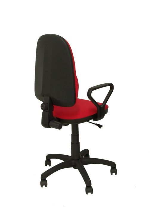 Modelo Herrera - Silla de oficina ergonómica con mecanismo de contacto permanente, regulable en altura y respaldo con forma anatómica - Asiento y respaldo tapizados en tejido ARAN color rojo (BRAZOS FIJOS INCLUIDOS)
