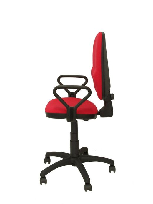 Modelo Herrera - Silla de oficina ergonómica con mecanismo de contacto permanente, regulable en altura y respaldo con forma anatómica - Asiento y respaldo tapizados en tejido ARAN color rojo (BRAZOS FIJOS INCLUIDOS)