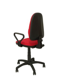 Modelo Herrera - Silla de oficina ergonómica con mecanismo de contacto permanente, regulable en altura y respaldo con forma anatómica - Asiento y respaldo tapizados en tejido ARAN color rojo (BRAZOS FIJOS INCLUIDOS)