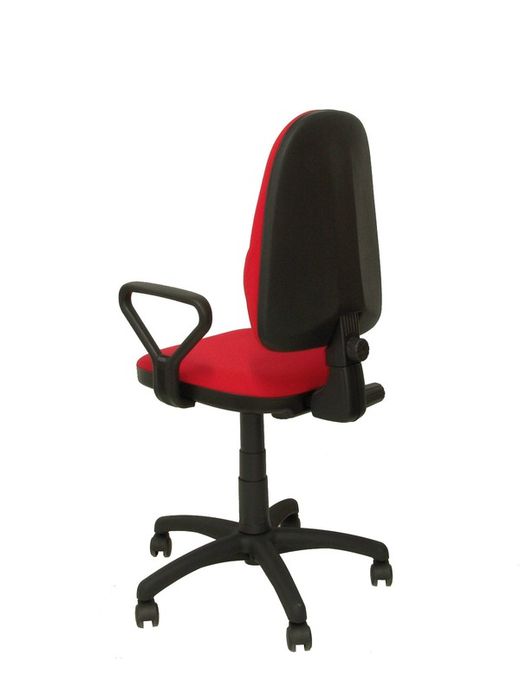 Modelo Herrera - Silla de oficina ergonómica con mecanismo de contacto permanente, regulable en altura y respaldo con forma anatómica - Asiento y respaldo tapizados en tejido ARAN color rojo (BRAZOS FIJOS INCLUIDOS)