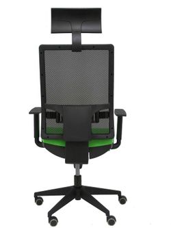 Modelo Horna - Silla de oficina ergonómica con mecanismo sincro y regulable en altura - Respaldo alto de malla transpirable con cabecero y asiento tapizado en tejido BALI color pistacho (CON CABECERO INCLUIDO)