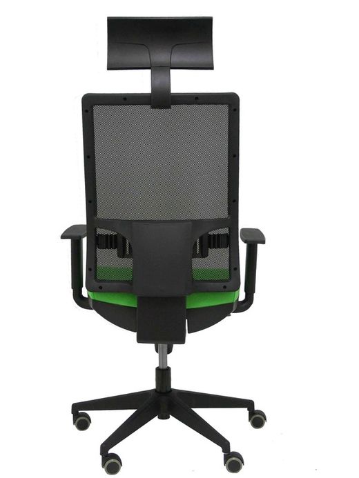 Modelo Horna - Silla de oficina ergonómica con mecanismo sincro y regulable en altura - Respaldo alto de malla transpirable con cabecero y asiento tapizado en tejido BALI color pistacho (CON CABECERO INCLUIDO)