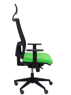 Modelo Horna - Silla de oficina ergonómica con mecanismo sincro y regulable en altura - Respaldo alto de malla transpirable con cabecero y asiento tapizado en tejido BALI color pistacho (CON CABECERO INCLUIDO)