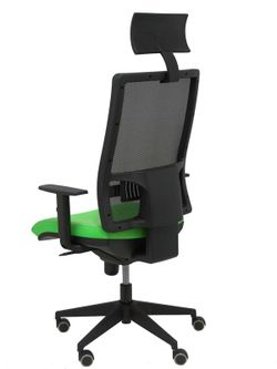 Modelo Horna - Silla de oficina ergonómica con mecanismo sincro y regulable en altura - Respaldo alto de malla transpirable con cabecero y asiento tapizado en tejido BALI color pistacho (CON CABECERO INCLUIDO)