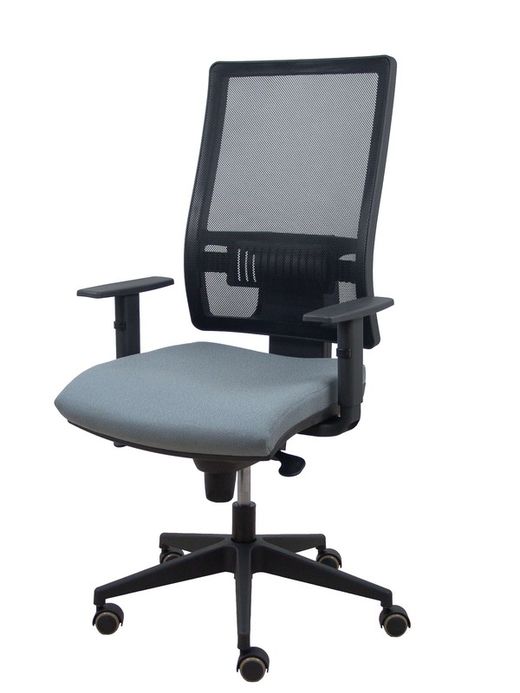 Modelo Horna - Silla de oficina ergonómica con mecanismo sincro y regulable en altura - Respaldo alto de malla transpirable  y asiento tapizado en tejido BALI color gris medio.