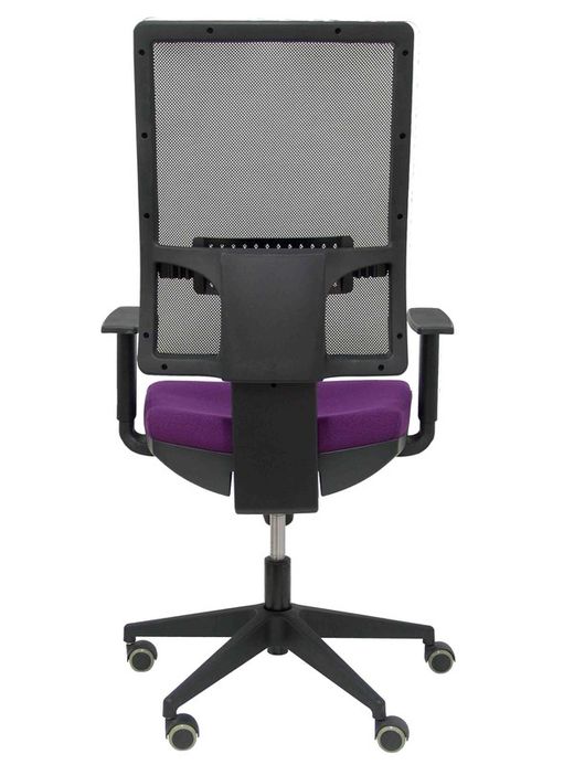 Modelo Horna - Silla de oficina ergonómica con mecanismo sincro y regulable en altura - Respaldo alto de malla transpirable y asiento tapizado en tejido BALI color morado