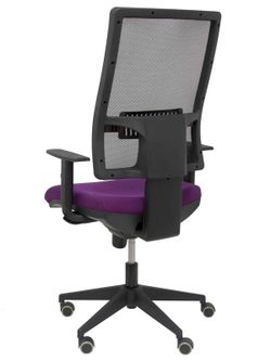 Modelo Horna - Silla de oficina ergonómica con mecanismo sincro y regulable en altura - Respaldo alto de malla transpirable y asiento tapizado en tejido BALI color morado