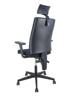 Modelo I-Line - Silla de oficina ergonómica, giratorio y regulable en altura - Asiento y respaldo tapizados en tejido ARAN color negro (CON CABECERO INCLUIDO)