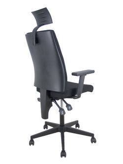 Modelo I-Line - Silla de oficina ergonómica, giratorio y regulable en altura - Asiento y respaldo tapizados en tejido ARAN color negro (CON CABECERO INCLUIDO)