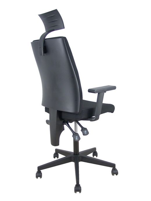 Modelo I-Line - Silla de oficina ergonómica, giratorio y regulable en altura - Asiento y respaldo tapizados en tejido ARAN color negro (CON CABECERO INCLUIDO)