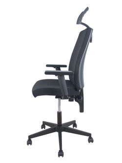 Modelo I-Line - Silla de oficina ergonómica, giratorio y regulable en altura - Asiento y respaldo tapizados en tejido ARAN color negro (CON CABECERO INCLUIDO)