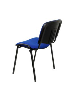 Modelo Iso  Pack de 2 sillas confidentes ergonómica, apilable, multiusos y estructura en color negro. Asiento y respaldo tapizados en tejido ARAN color azul.
