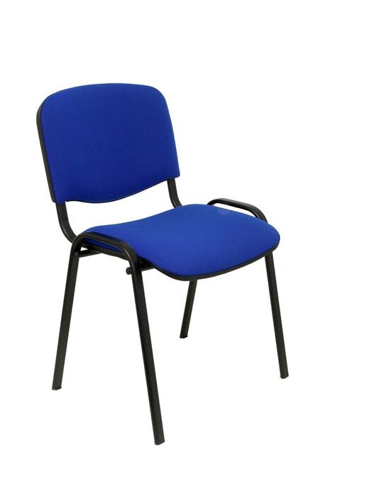 Modelo Iso  Pack de 2 sillas confidentes ergonómica, apilable, multiusos y estructura en color negro. Asiento y respaldo tapizados en tejido ARAN color azul.