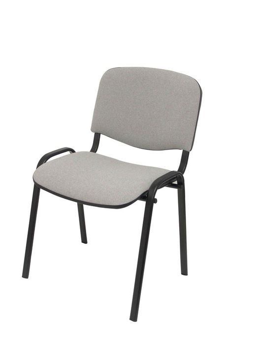 Modelo Iso  Pack de 2 sillas confidentes ergonómica, apilable, multiusos y estructura en color negro. Asiento y respaldo tapizados en tejido ARAN color gris.