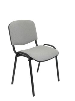 Modelo Iso  Pack de 2 sillas confidentes ergonómica, apilable, multiusos y estructura en color negro. Asiento y respaldo tapizados en tejido ARAN color gris.