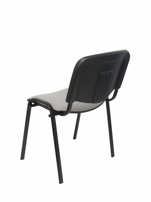 Modelo Iso  Pack de 2 sillas confidentes ergonómica, apilable, multiusos y estructura en color negro. Asiento y respaldo tapizados en tejido ARAN color gris.