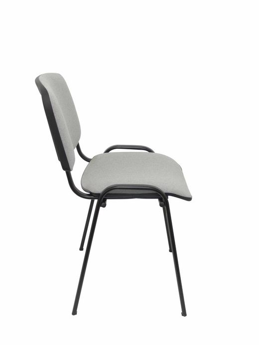 Modelo Iso  Pack de 2 sillas confidentes ergonómica, apilable, multiusos y estructura en color negro. Asiento y respaldo tapizados en tejido ARAN color gris.