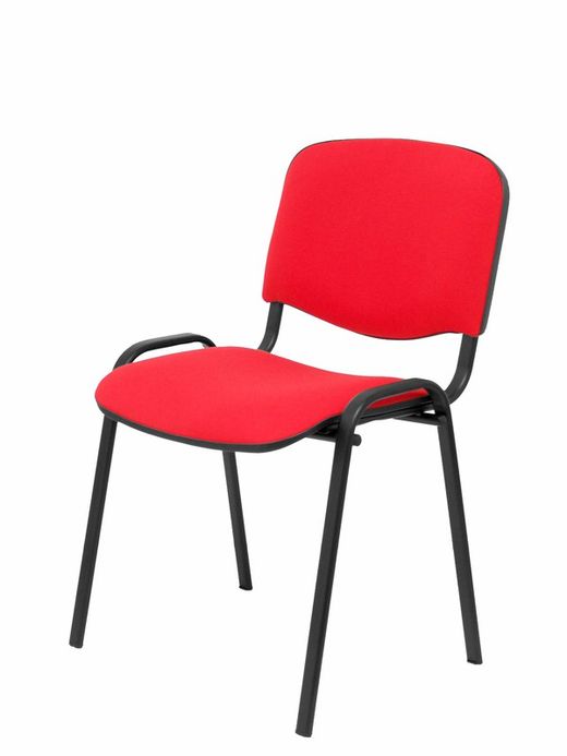 Modelo Iso  Pack de 2 sillas confidentes ergonómica, apilable, multiusos y estructura en color negro. Asiento y respaldo tapizados en tejido ARAN color rojo.