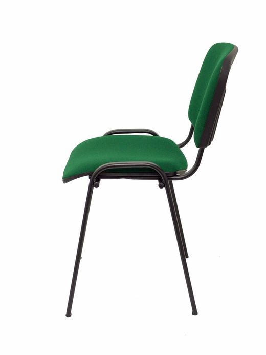 Modelo Iso  Pack de 2 sillas confidentes ergonómica, apilable, multiusos y estructura en color negro. Asiento y respaldo tapizados en tejido ARAN color verde botella.