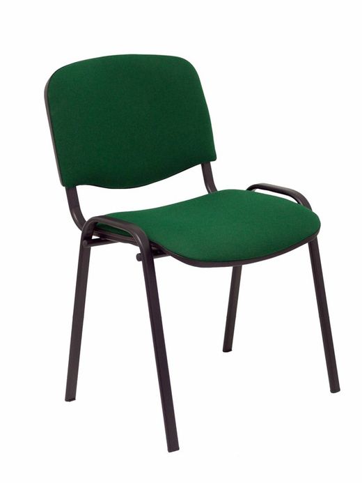 Modelo Iso  Pack de 2 sillas confidentes ergonómica, apilable, multiusos y estructura en color negro. Asiento y respaldo tapizados en tejido ARAN color verde botella.