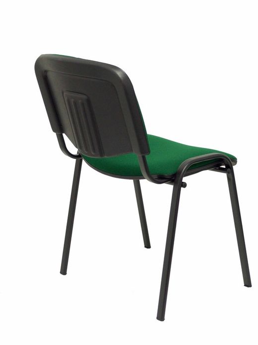 Modelo Iso  Pack de 2 sillas confidentes ergonómica, apilable, multiusos y estructura en color negro. Asiento y respaldo tapizados en tejido ARAN color verde botella.