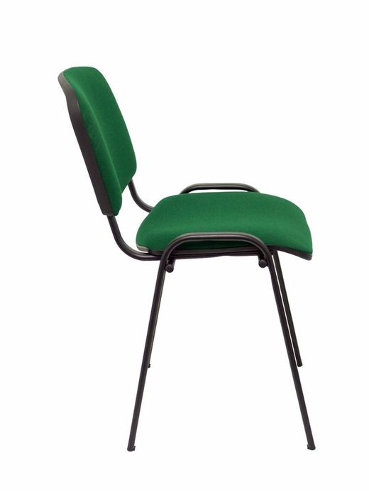 Modelo Iso  Pack de 2 sillas confidentes ergonómica, apilable, multiusos y estructura en color negro. Asiento y respaldo tapizados en tejido ARAN color verde botella.