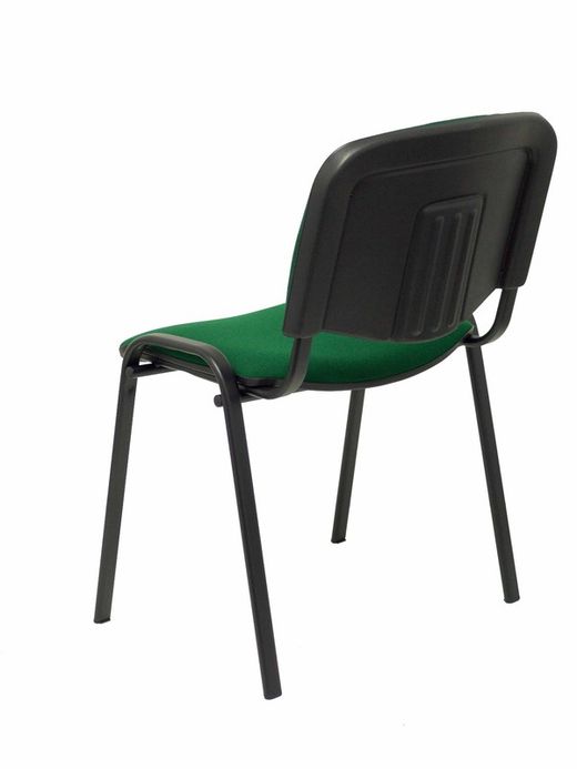 Modelo Iso  Pack de 2 sillas confidentes ergonómica, apilable, multiusos y estructura en color negro. Asiento y respaldo tapizados en tejido ARAN color verde botella.