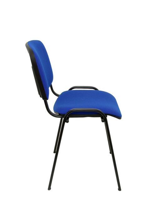 Modelo Iso  Pack de 4 sillas confidentes ergonómica, apilable, multiusos y estructura en color negro  Asiento y respaldo tapizados en tejido ARAN color azul