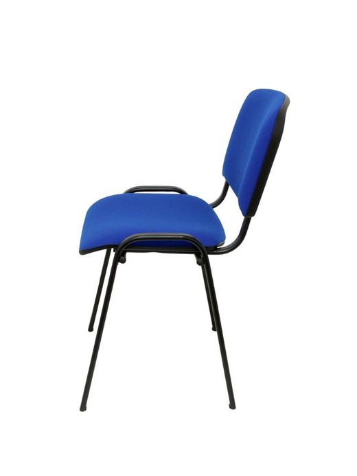 Modelo Iso  Pack de 4 sillas confidentes ergonómica, apilable, multiusos y estructura en color negro  Asiento y respaldo tapizados en tejido ARAN color azul