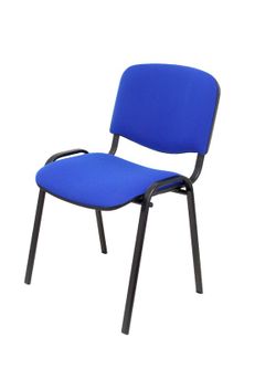 Modelo Iso  Pack de 4 sillas confidentes ergonómica, apilable, multiusos y estructura en color negro  Asiento y respaldo tapizados en tejido ARAN color azul