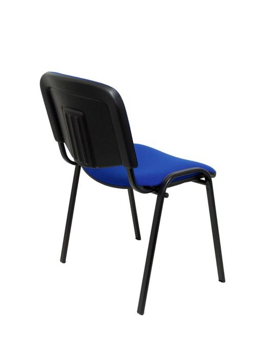 Modelo Iso  Pack de 4 sillas confidentes ergonómica, apilable, multiusos y estructura en color negro  Asiento y respaldo tapizados en tejido ARAN color azul