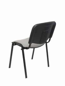 Modelo Iso  Pack de 4 sillas confidentes ergonómica, apilable, multiusos y estructura en color negro  Asiento y respaldo tapizados en tejido ARAN color gris