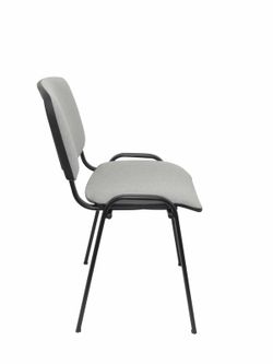 Modelo Iso  Pack de 4 sillas confidentes ergonómica, apilable, multiusos y estructura en color negro  Asiento y respaldo tapizados en tejido ARAN color gris