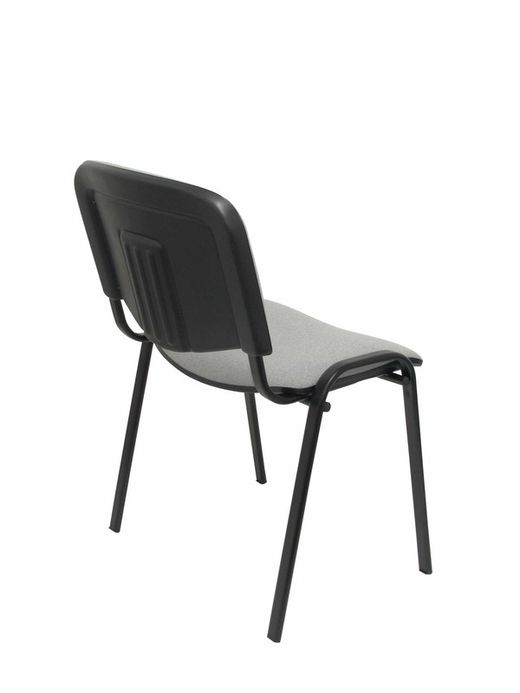 Modelo Iso  Pack de 4 sillas confidentes ergonómica, apilable, multiusos y estructura en color negro  Asiento y respaldo tapizados en tejido ARAN color gris