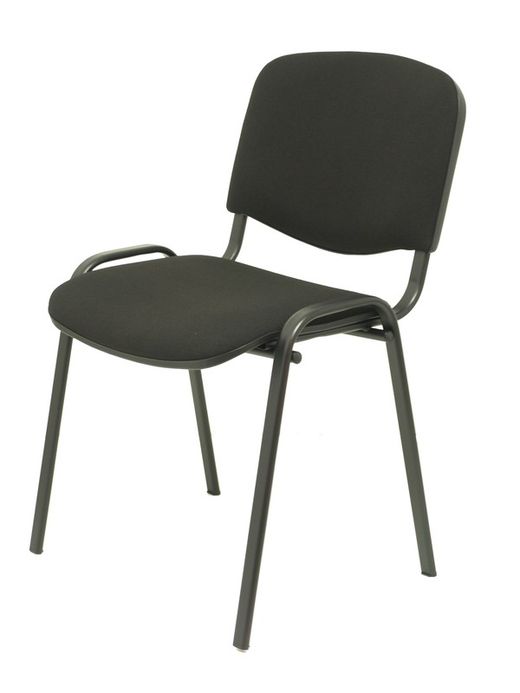 Modelo Iso  Pack de 4 sillas confidentes ergonómica, apilable, multiusos y estructura en color negro  Asiento y respaldo tapizados en tejido ARAN color negro. Apilable a 10 unidades.