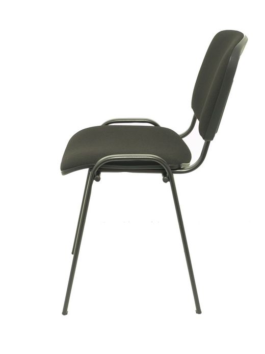Modelo Iso  Pack de 4 sillas confidentes ergonómica, apilable, multiusos y estructura en color negro  Asiento y respaldo tapizados en tejido ARAN color negro. Apilable a 10 unidades.