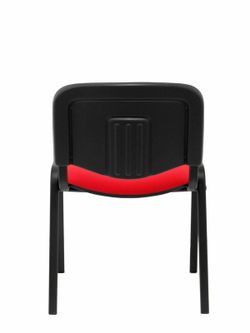 Modelo Iso  Pack de 4 sillas confidentes ergonómica, apilable, multiusos y estructura en color negro  Asiento y respaldo tapizados en tejido ARAN color rojo