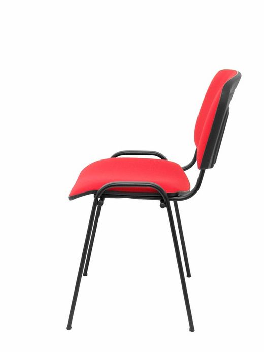 Modelo Iso  Pack de 4 sillas confidentes ergonómica, apilable, multiusos y estructura en color negro  Asiento y respaldo tapizados en tejido ARAN color rojo