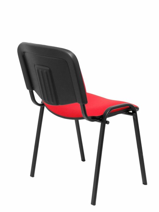 Modelo Iso  Pack de 4 sillas confidentes ergonómica, apilable, multiusos y estructura en color negro  Asiento y respaldo tapizados en tejido ARAN color rojo