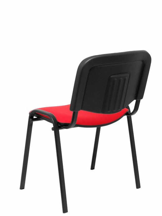 Modelo Iso  Pack de 4 sillas confidentes ergonómica, apilable, multiusos y estructura en color negro  Asiento y respaldo tapizados en tejido ARAN color rojo