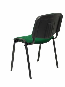 Modelo Iso  Pack de 4 sillas confidentes ergonómica, apilable, multiusos y estructura en color negro  Asiento y respaldo tapizados en tejido ARAN color verde botella.